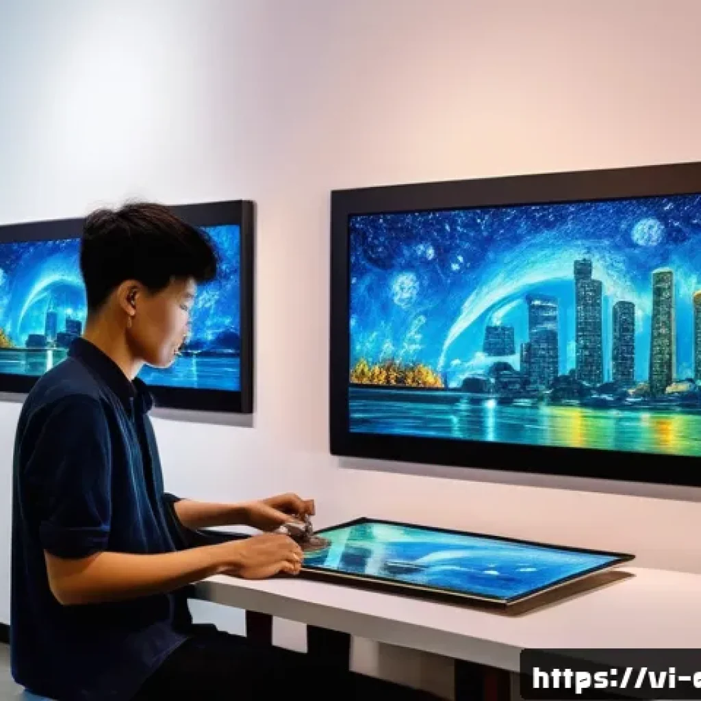 AI 예술과 AI 드로잉 - A futuristic digital artist's studio in Ho Chi Minh City, Vietnam, showcasing a young Vietnamese art...