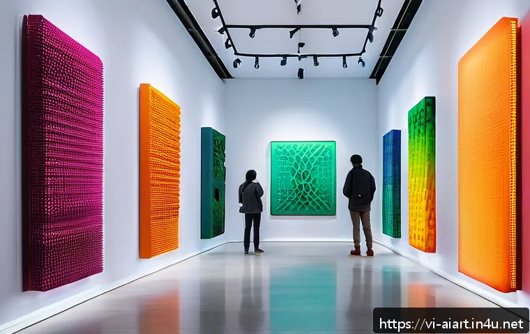AI 예술과 3D 프린팅 - A futuristic art gallery scene featuring a 3D-printed sculpture made from biodegradable smart polyme...